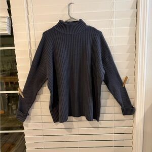 LOFT dark grey Ribbed Mockneck Sweater